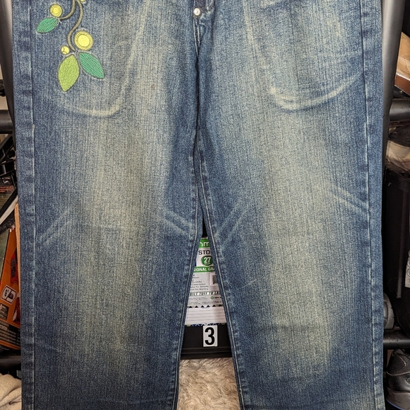 VINTAGE LRG × Streetwear Baggy Hip Hop LRG Embroidery Logo Jeans  Size:36x32 - Picture 4 of 16